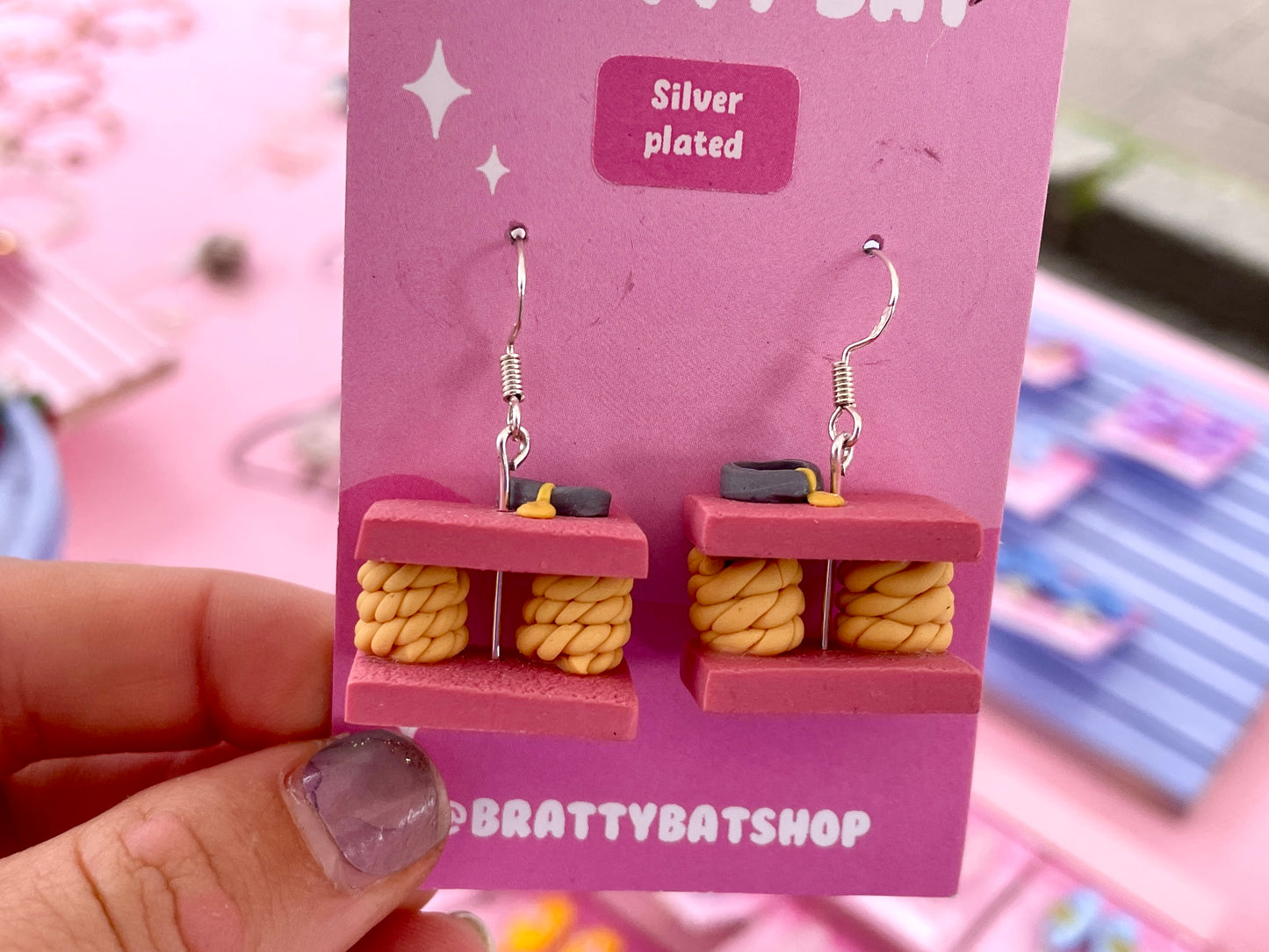 Pink Cat Tree Earrings