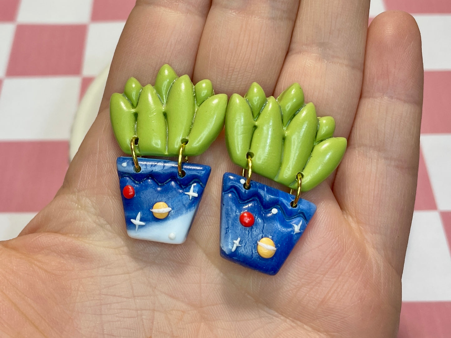 Cactus Stud Earrings in Space Pots
