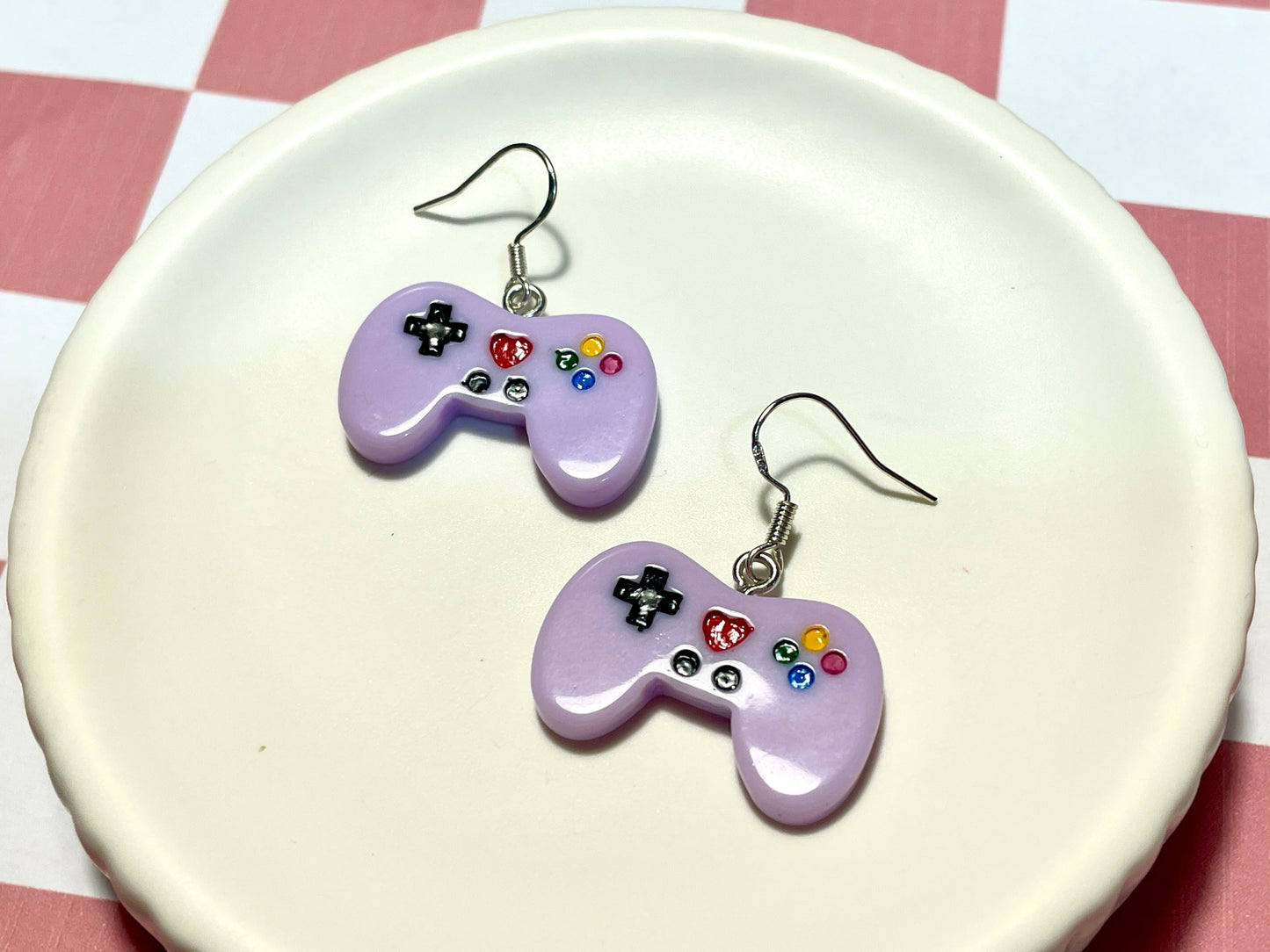 Purple Game Controller Earrings