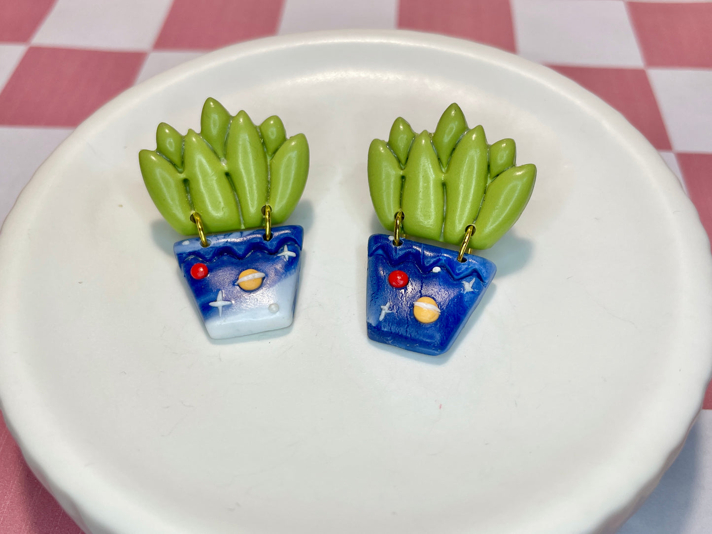 Cactus Stud Earrings in Space Pots