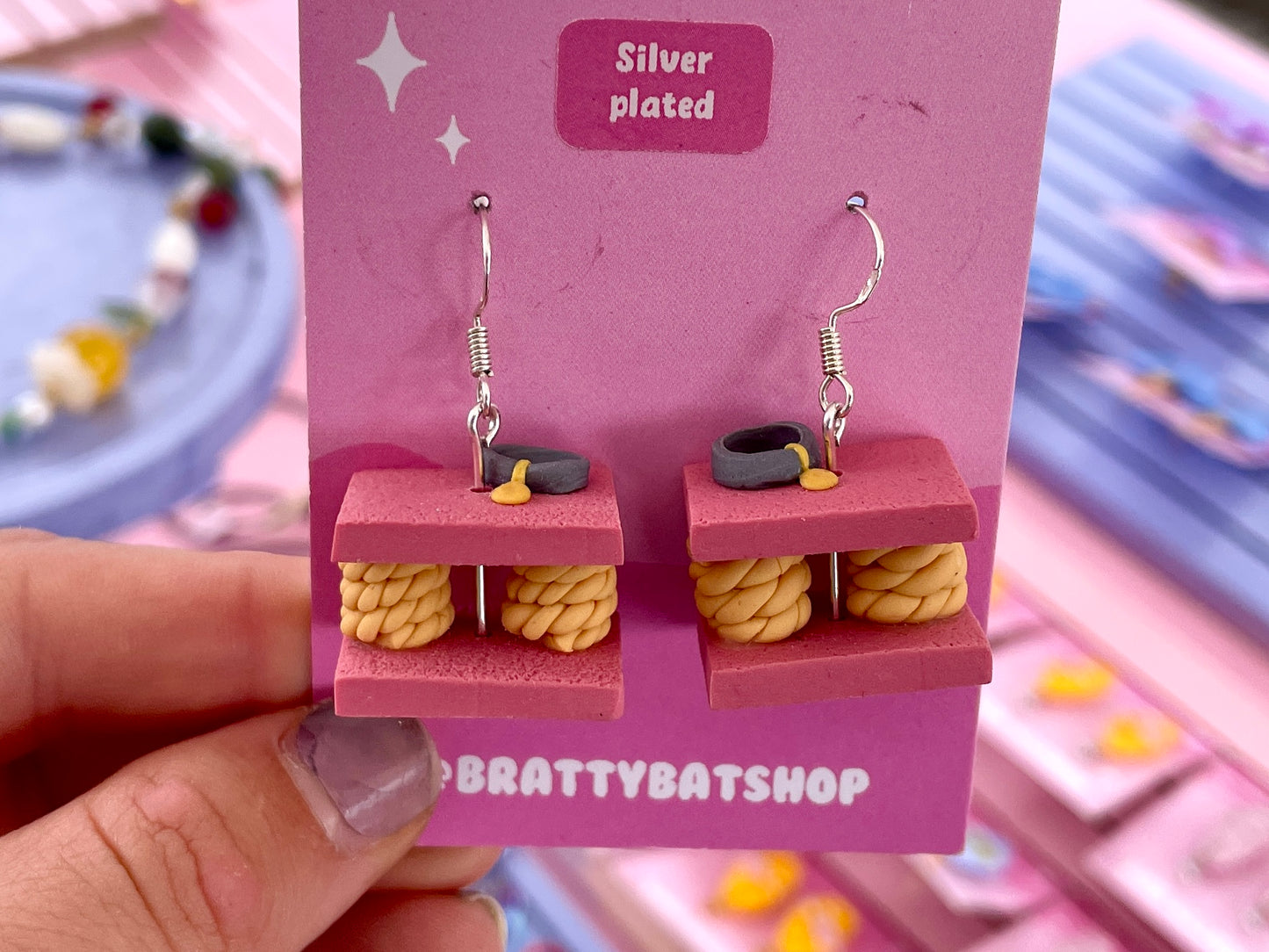 Pink Cat Tree Earrings
