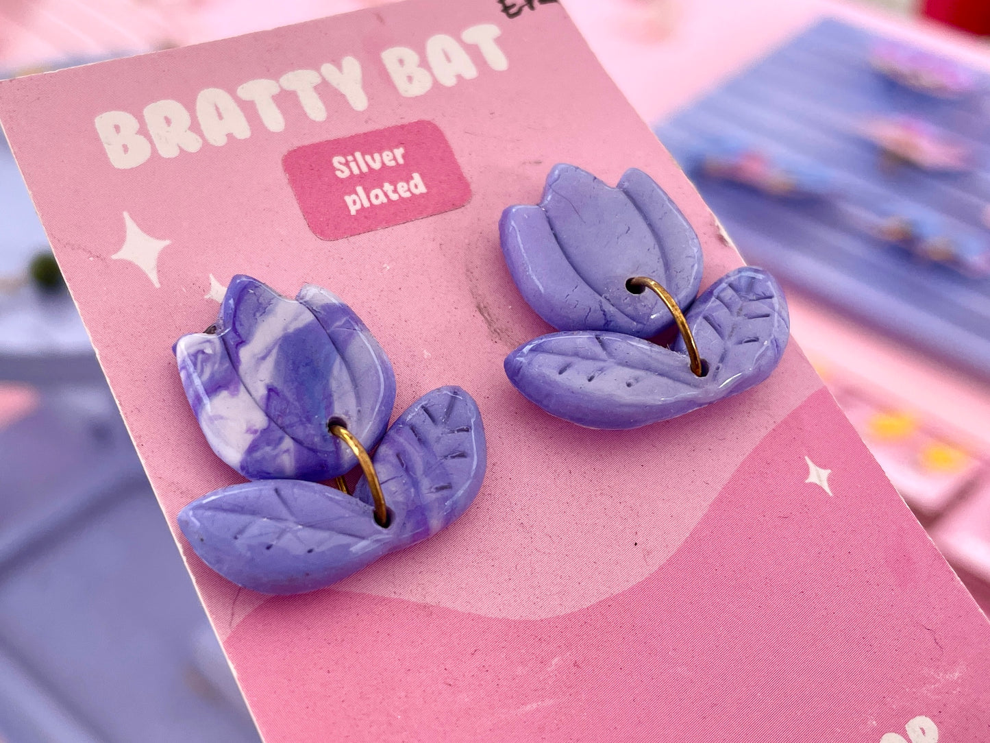 Purple Tulip Stud Earrings