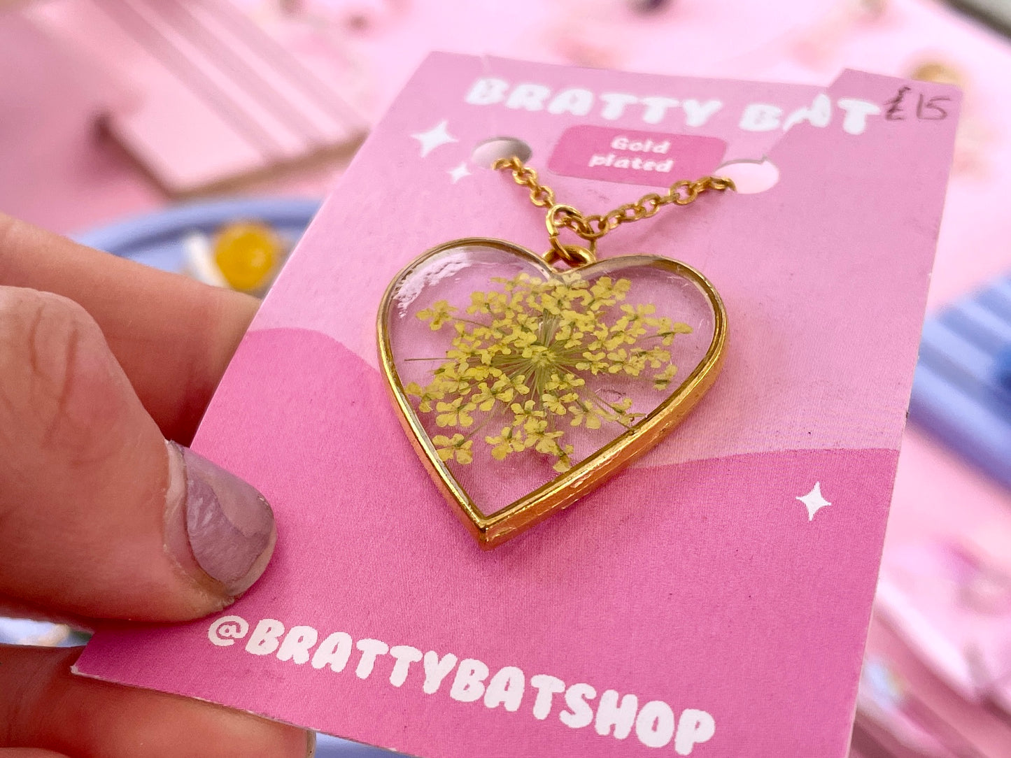 Yellow Flower Heart Necklace