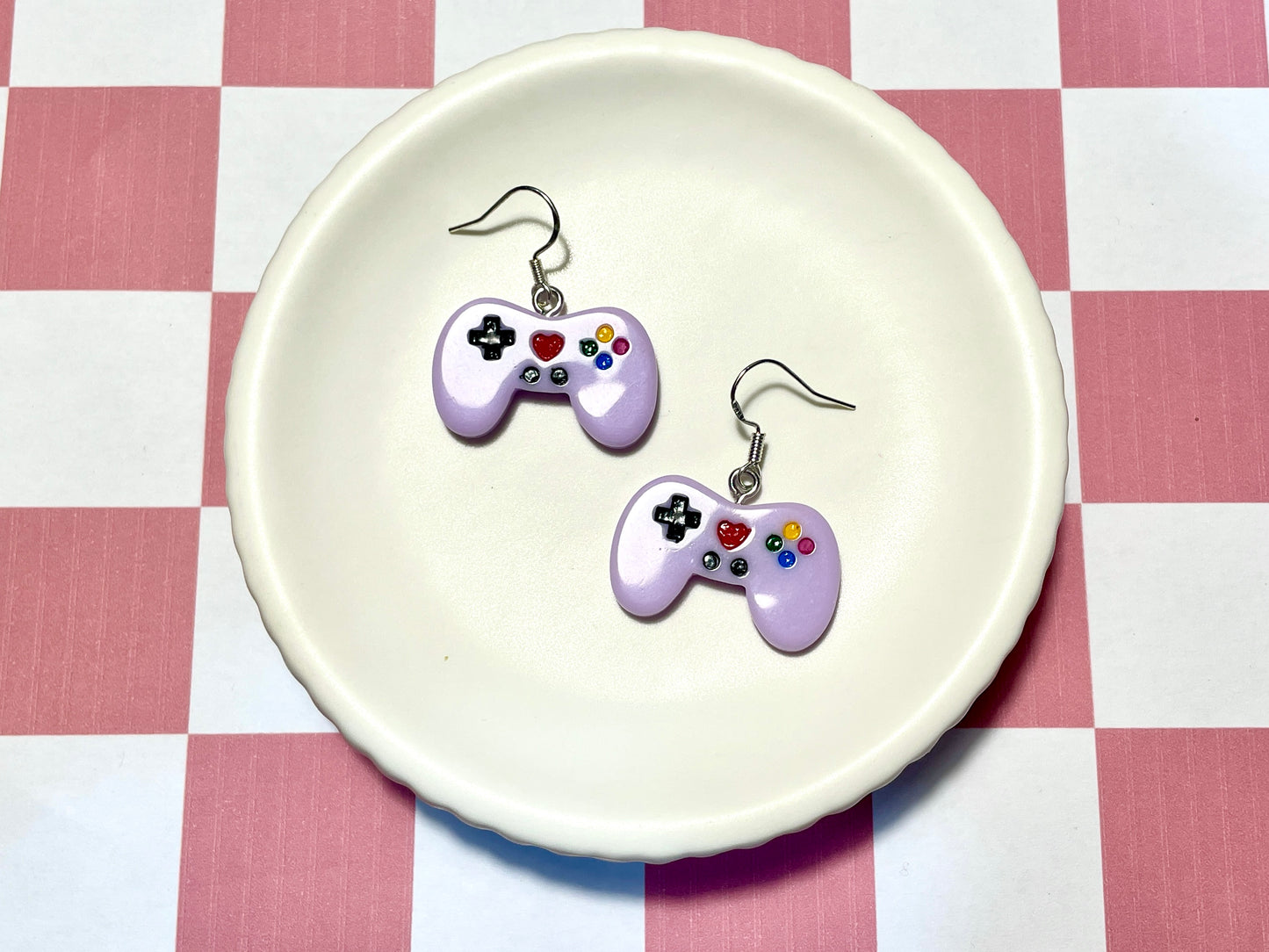 Purple Game Controller Earrings