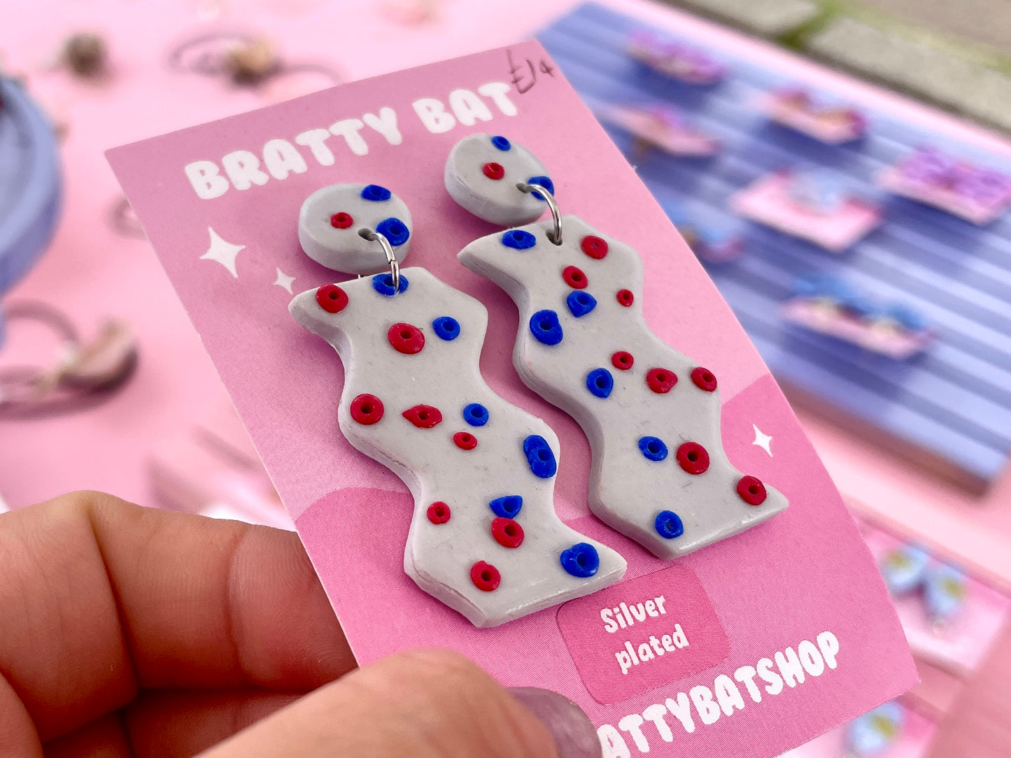 Rock Climbing / Bouldering Wall Stud Earrings - Squiggle Shaped Dangles