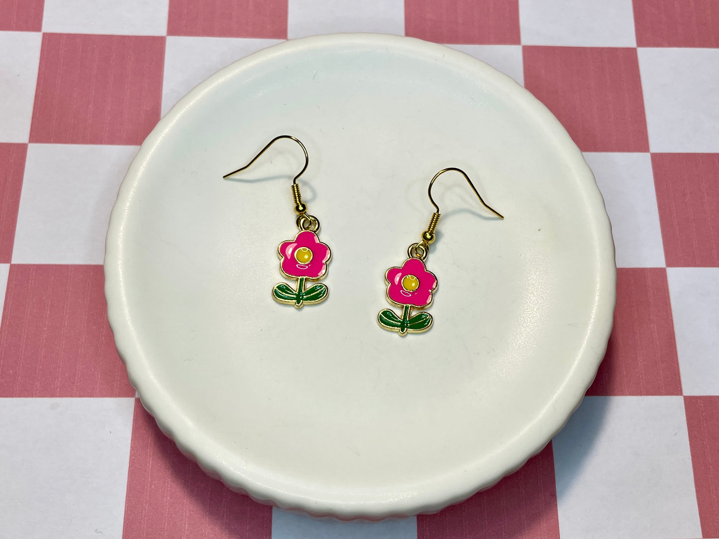 Funky Pink Flower Earrings