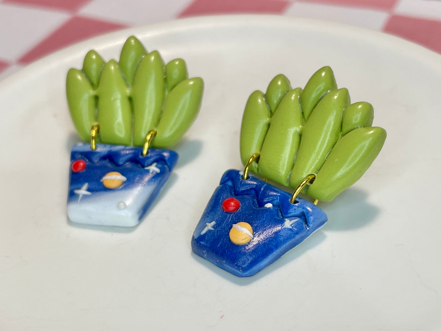 Cactus Stud Earrings in Space Pots