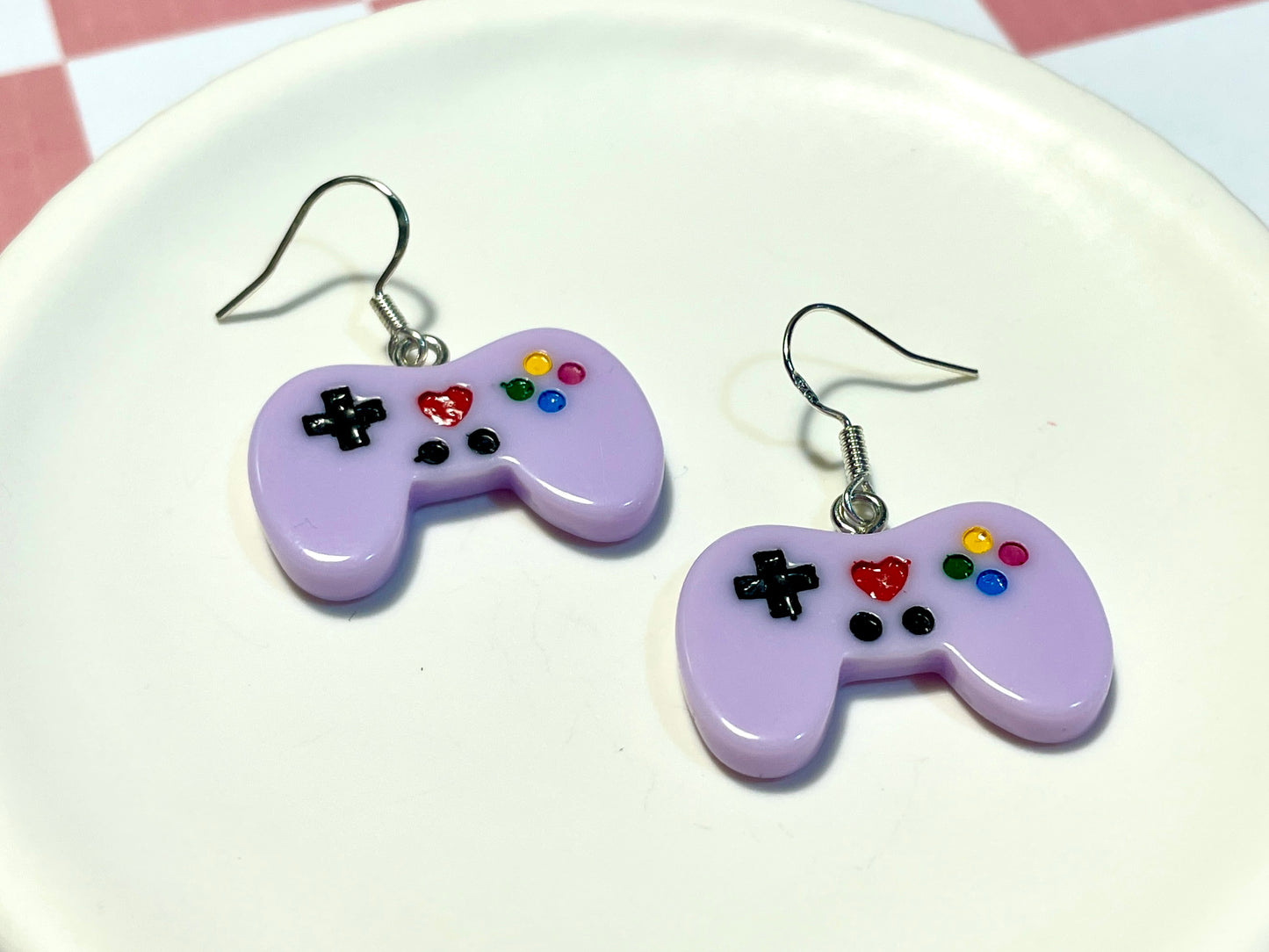 Purple Game Controller Earrings