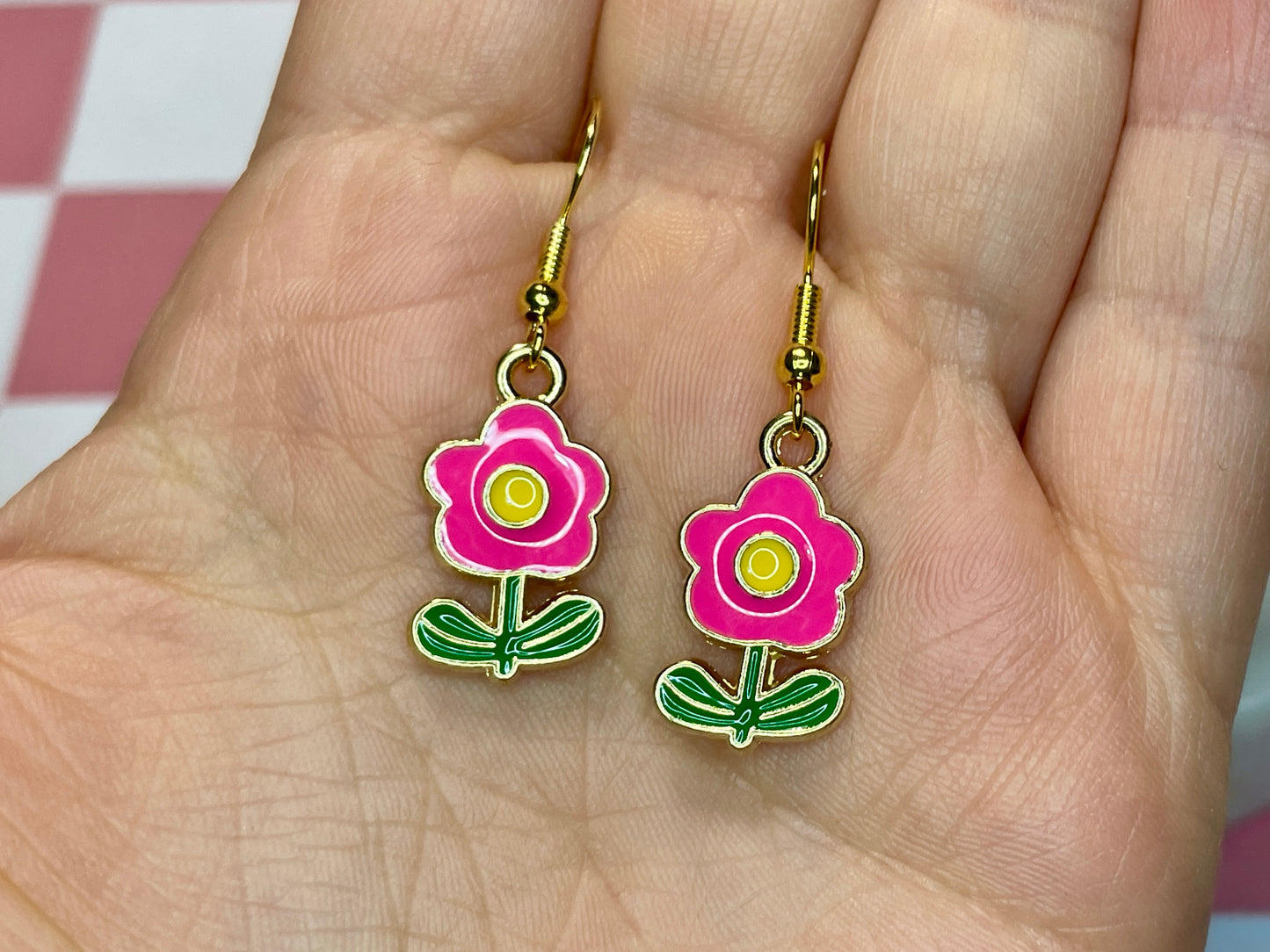 Funky Pink Flower Earrings