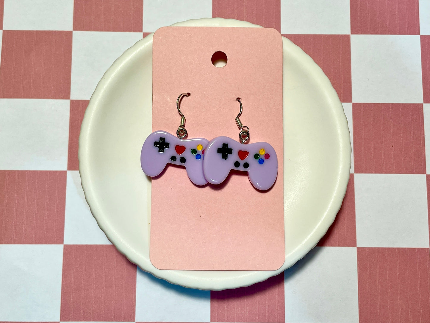 Purple Game Controller Earrings