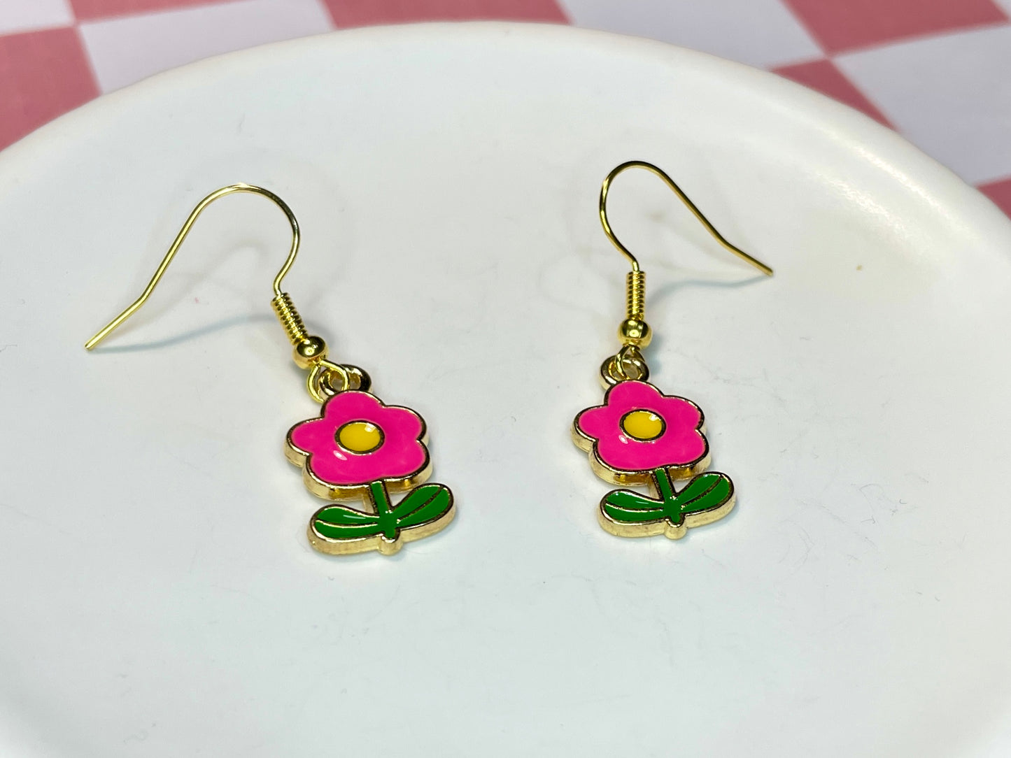 Funky Pink Flower Earrings