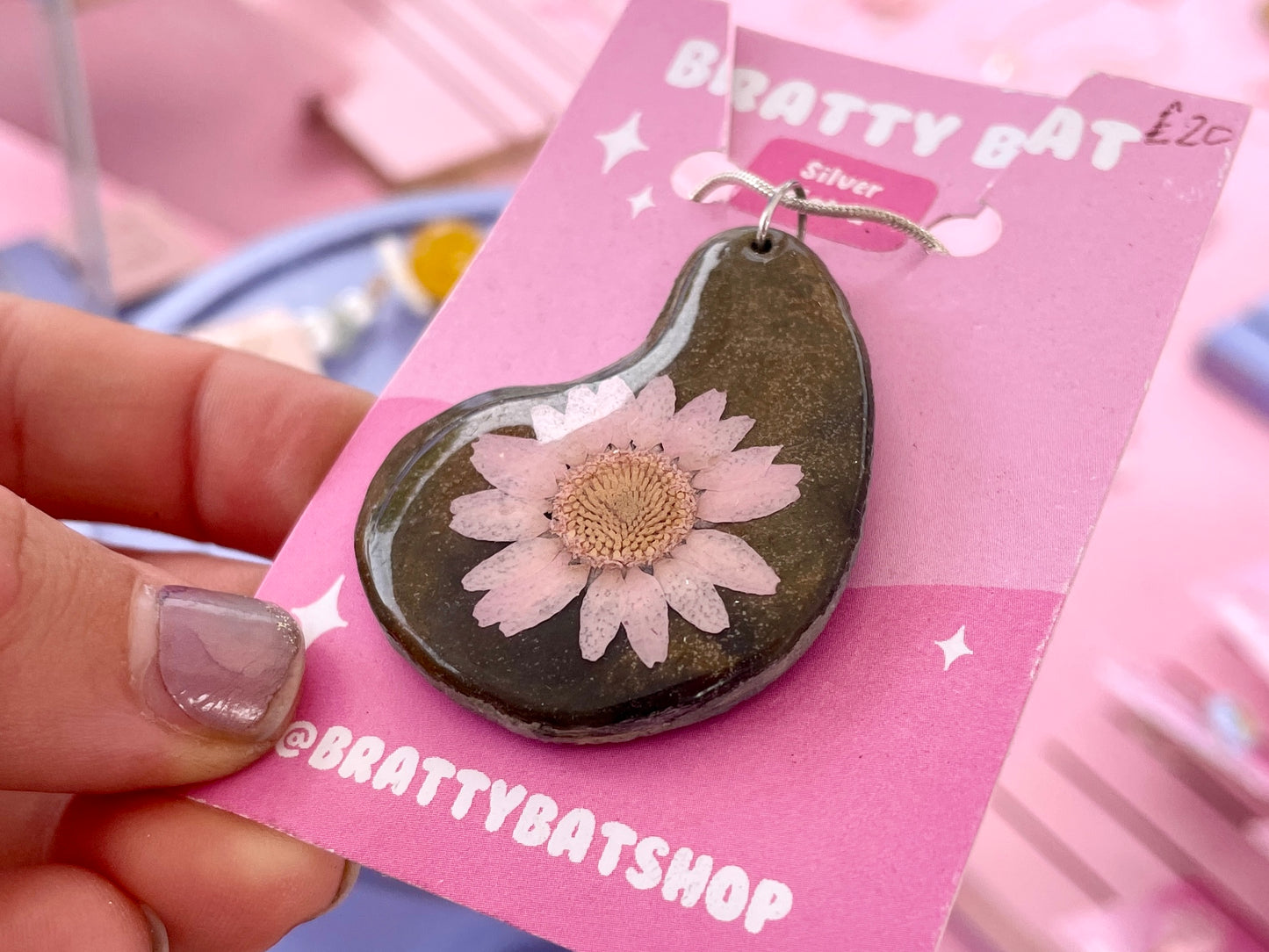 Purple Flower Stone Necklace