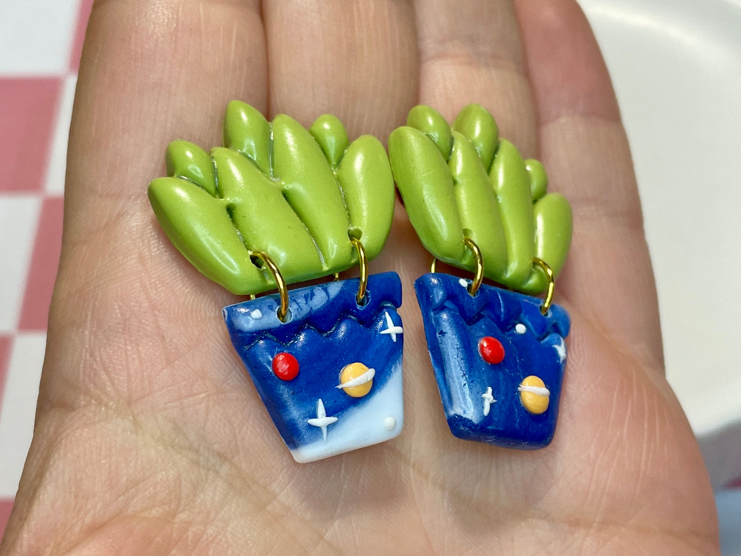Cactus Stud Earrings in Space Pots