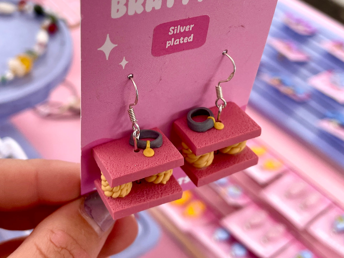 Pink Cat Tree Earrings