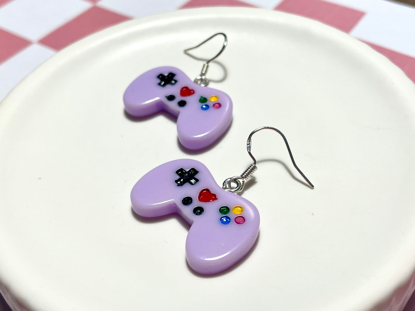 Purple Game Controller Earrings
