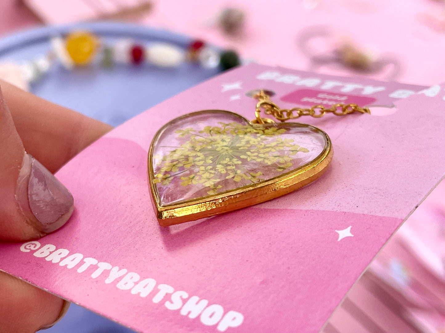 Yellow Flower Heart Necklace
