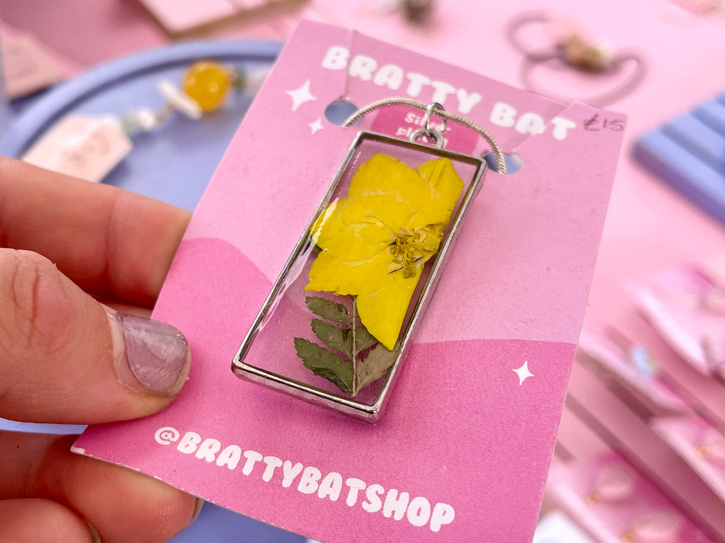 Yellow Flower Rectangle Necklace