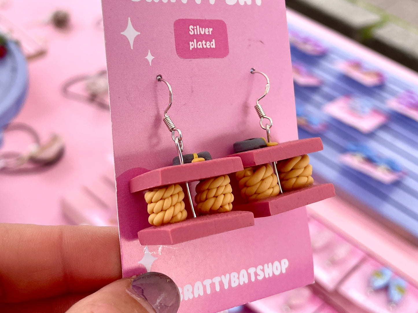 Pink Cat Tree Earrings