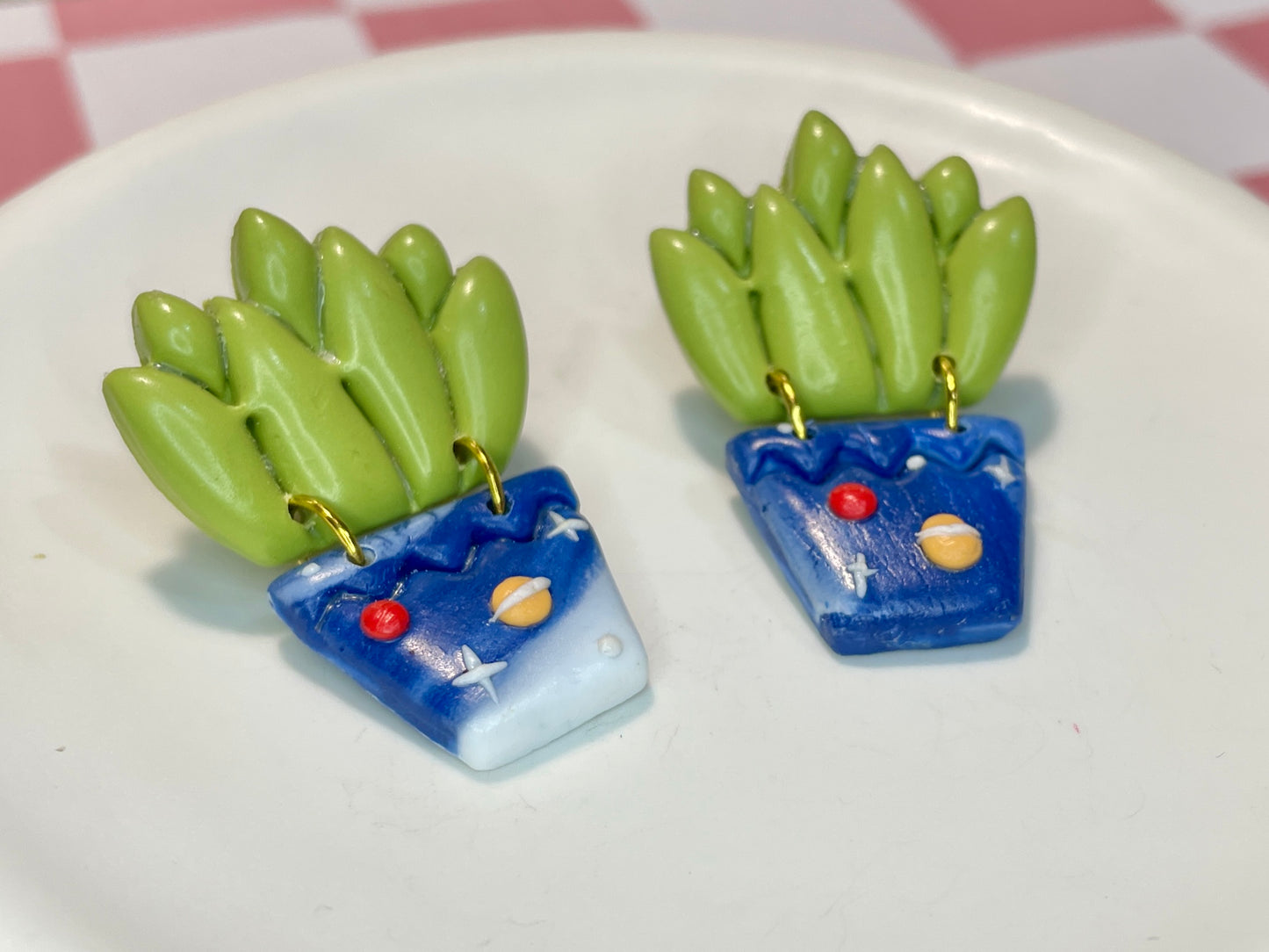 Cactus Stud Earrings in Space Pots