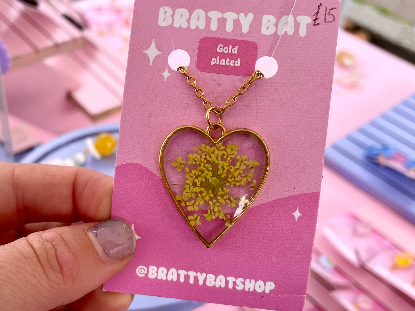 Yellow Flower Heart Necklace