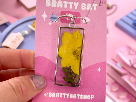 Yellow Flower Rectangle Necklace