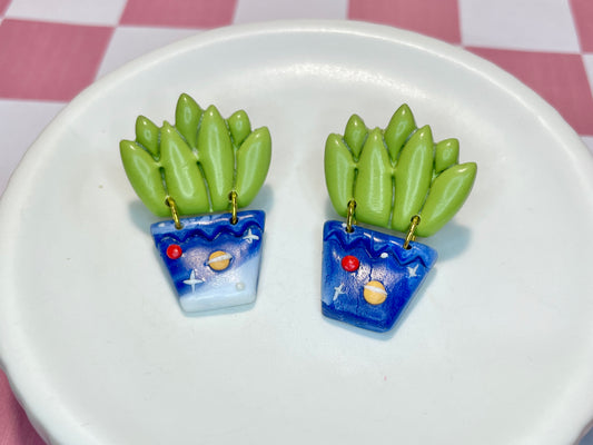 Cactus Stud Earrings in Space Pots