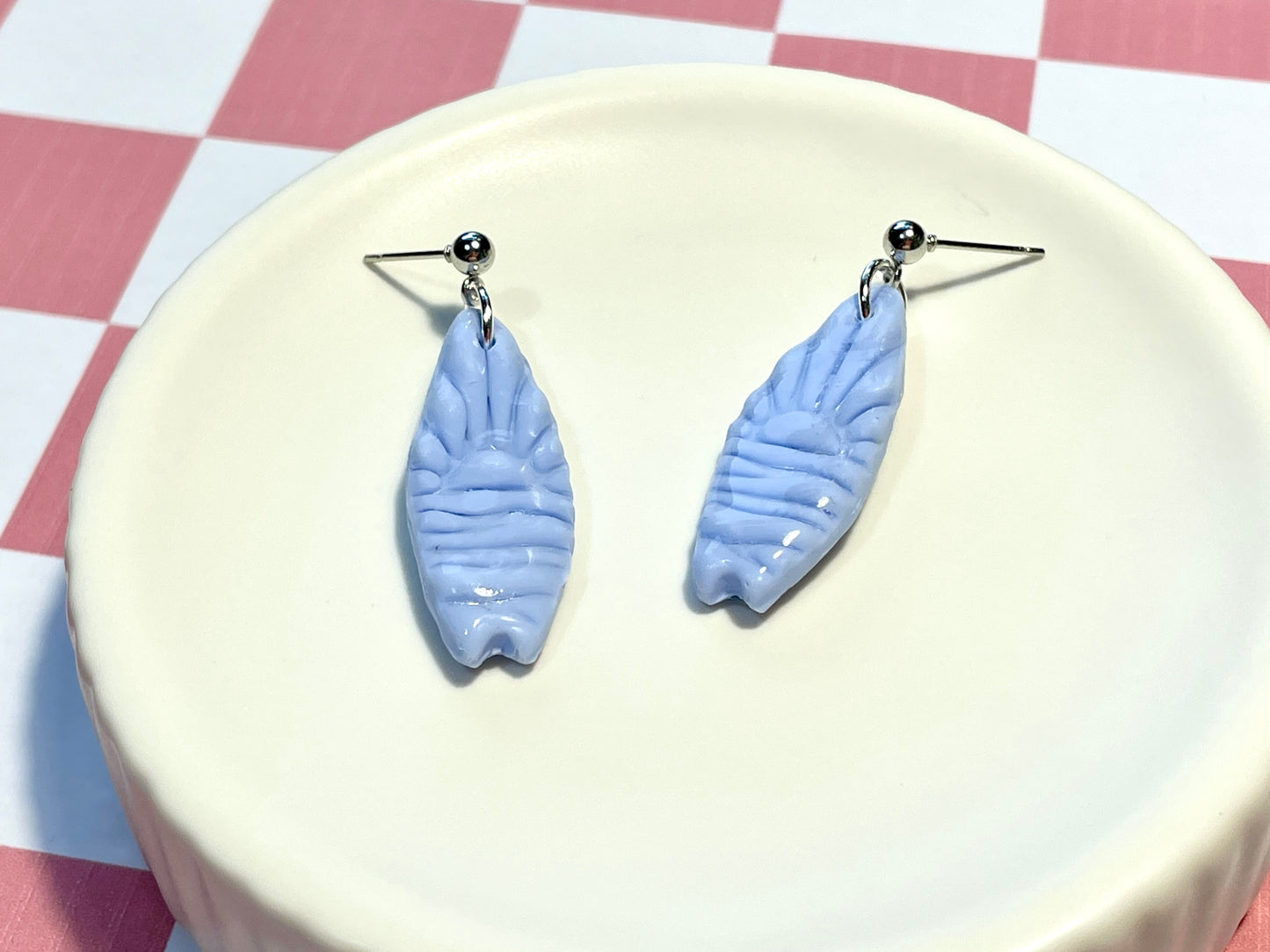 Blue Surfboard Earrings on Silver Stud