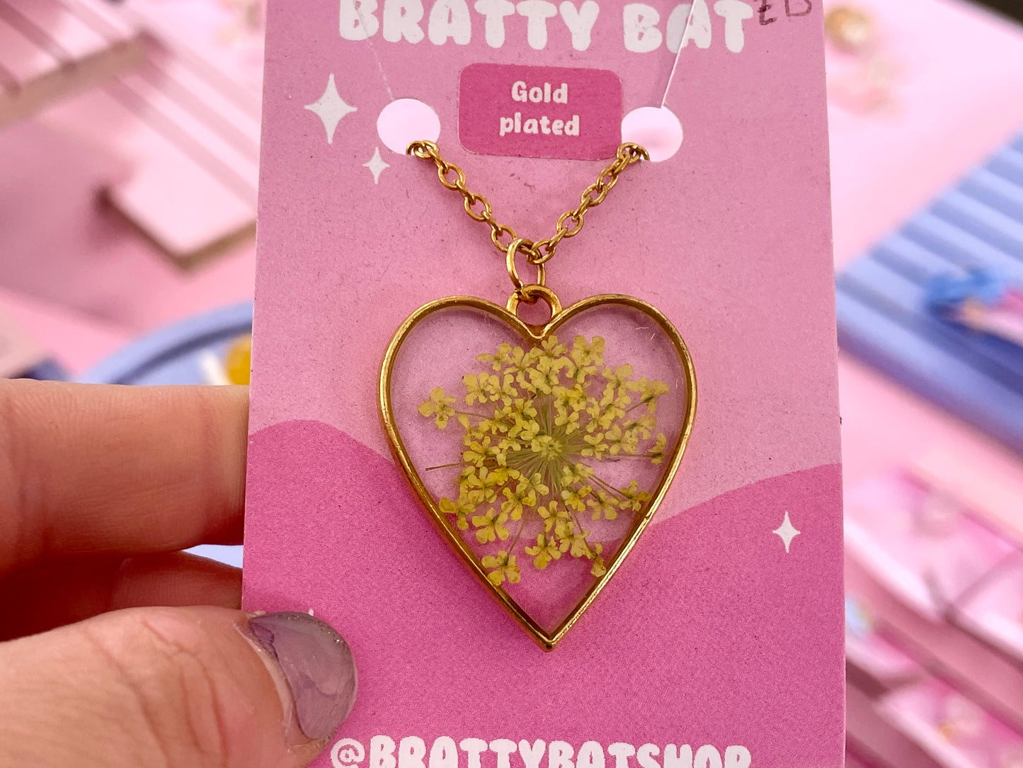 Yellow Flower Heart Necklace