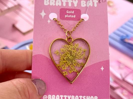 Yellow Flower Heart Necklace