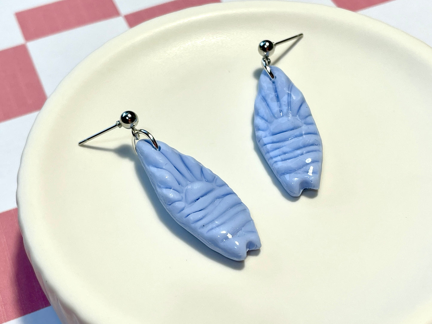 Blue Surfboard Earrings on Silver Stud