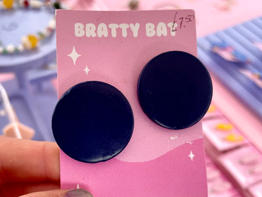 Navy Blue Circle Stud Earrings