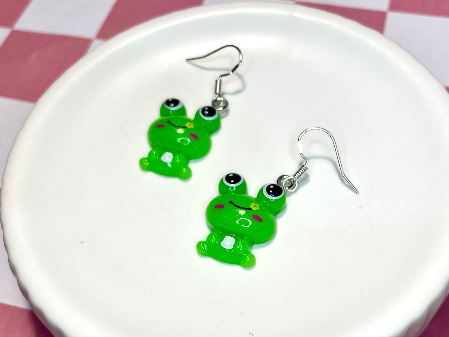 Green Frog Earrings