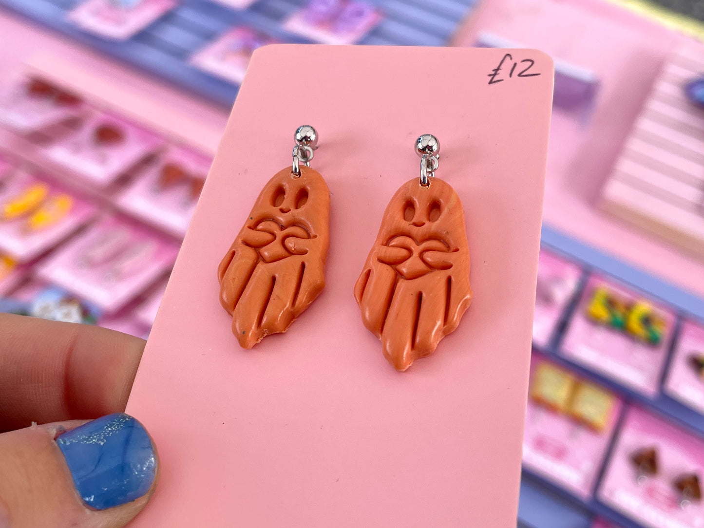 Pastel Orange Ghost Earrings
