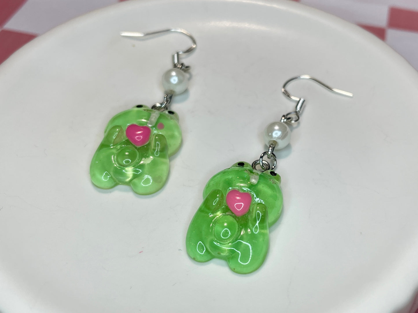 Faux Pearl Frog Earrings