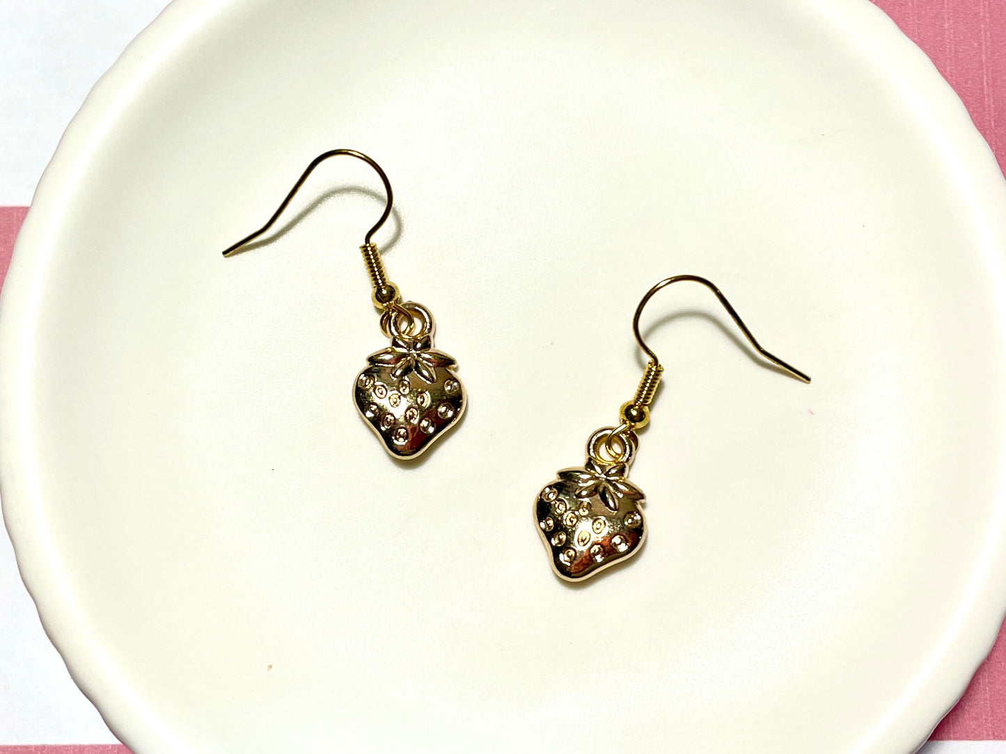 Golden Strawberry Earrings