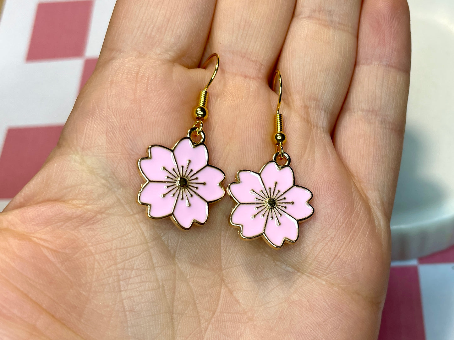 Pink Sakura Blossom Earrings