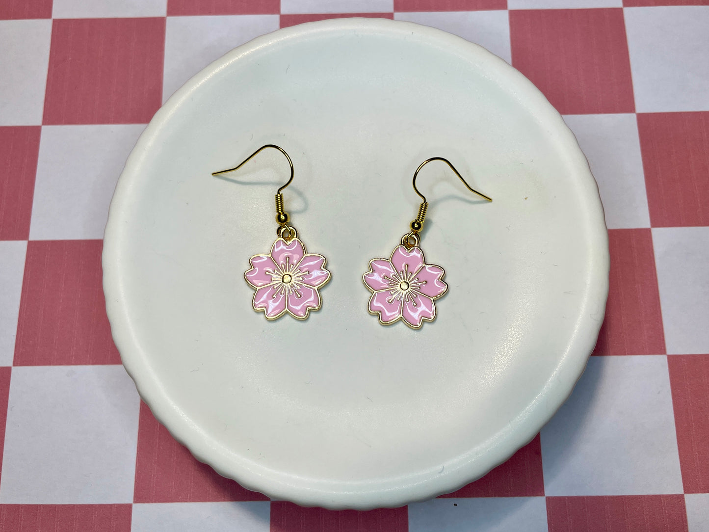 Pink Sakura Blossom Earrings