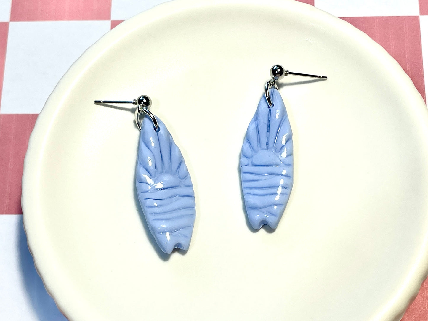 Blue Surfboard Earrings on Silver Stud