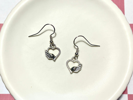 Silver Angel Heart Earrings