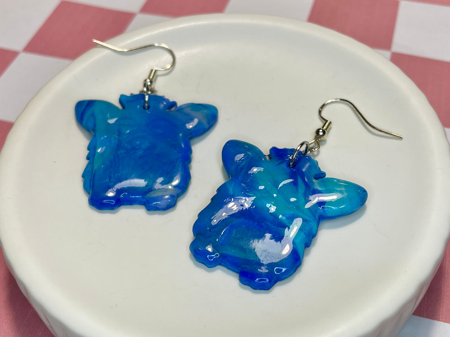 Blue Retro Fur Baby Earrings