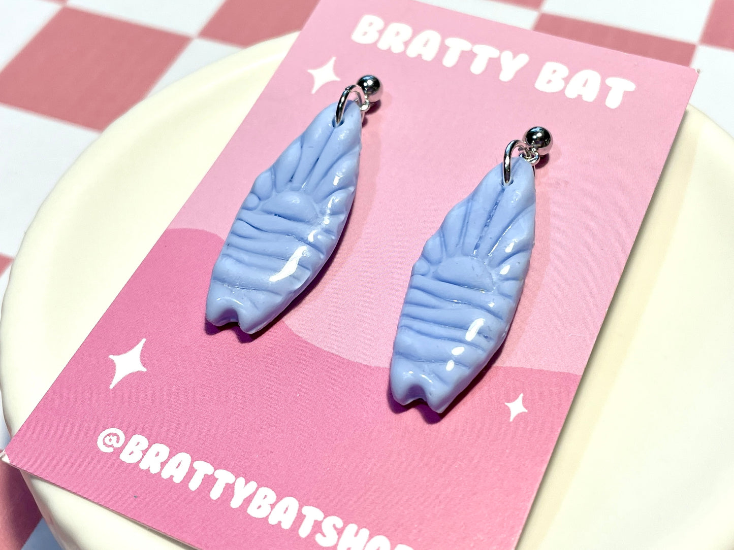 Blue Surfboard Earrings on Silver Stud