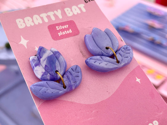 Purple Tulip Stud Earrings