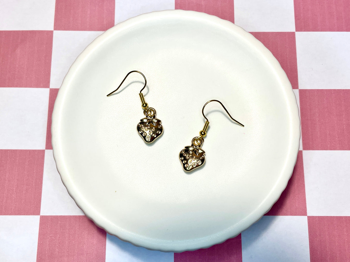 Golden Strawberry Earrings