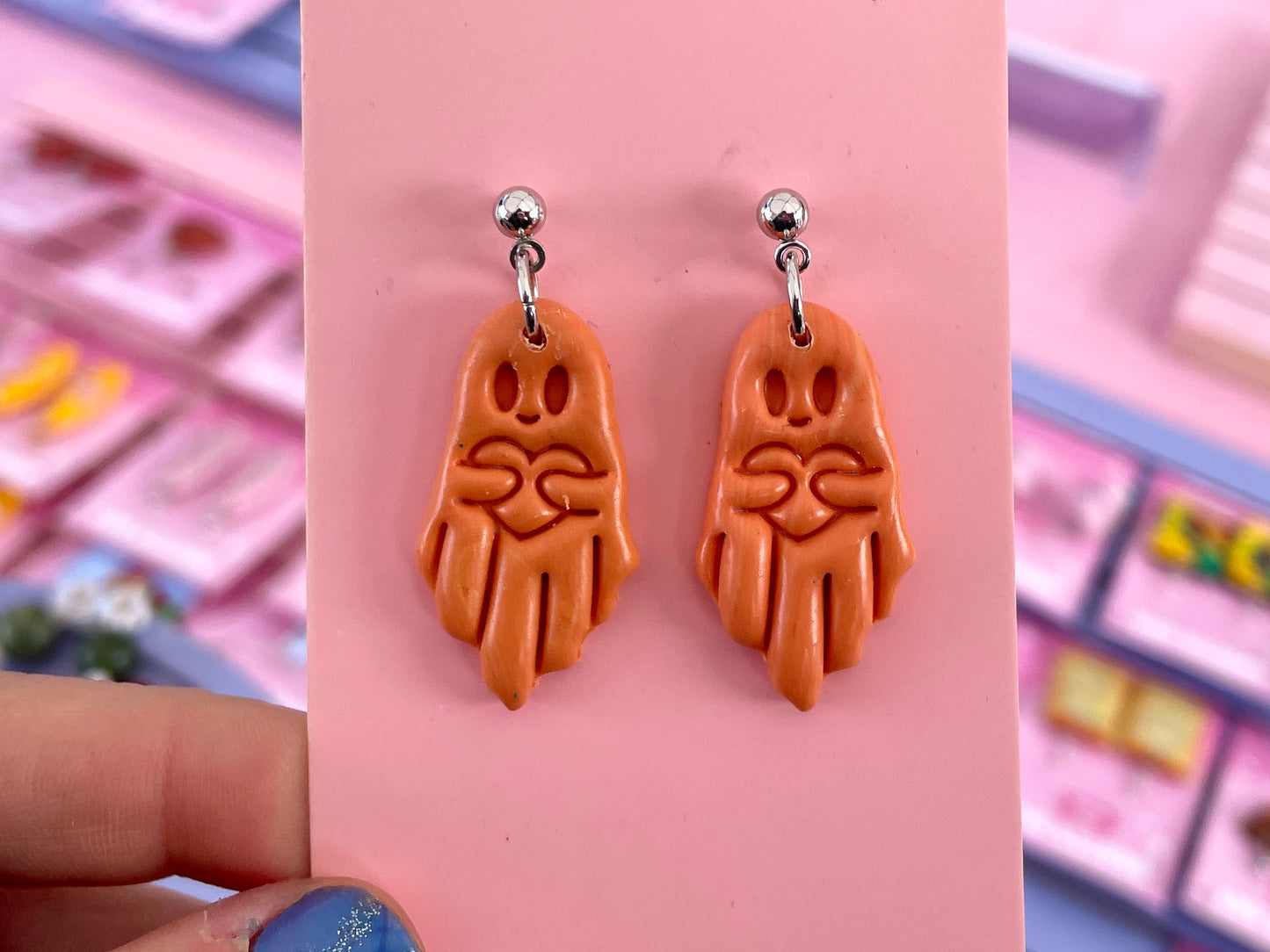 Pastel Orange Ghost Earrings