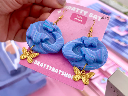 Purple Whimsical Butterfly Earrings
