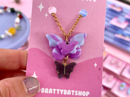 Purple Butterfly Necklace
