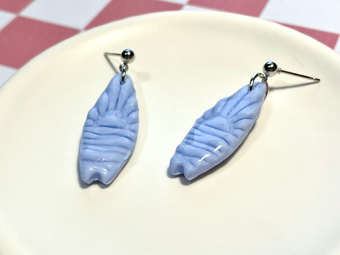 Blue Surfboard Earrings on Silver Stud