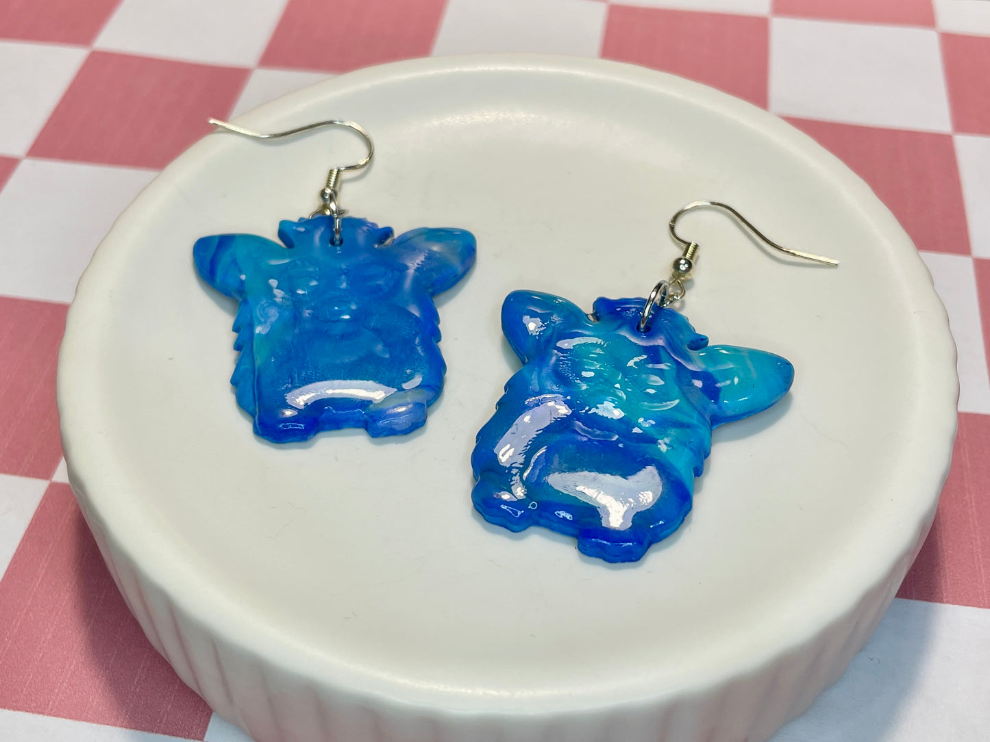 Blue Retro Fur Baby Earrings