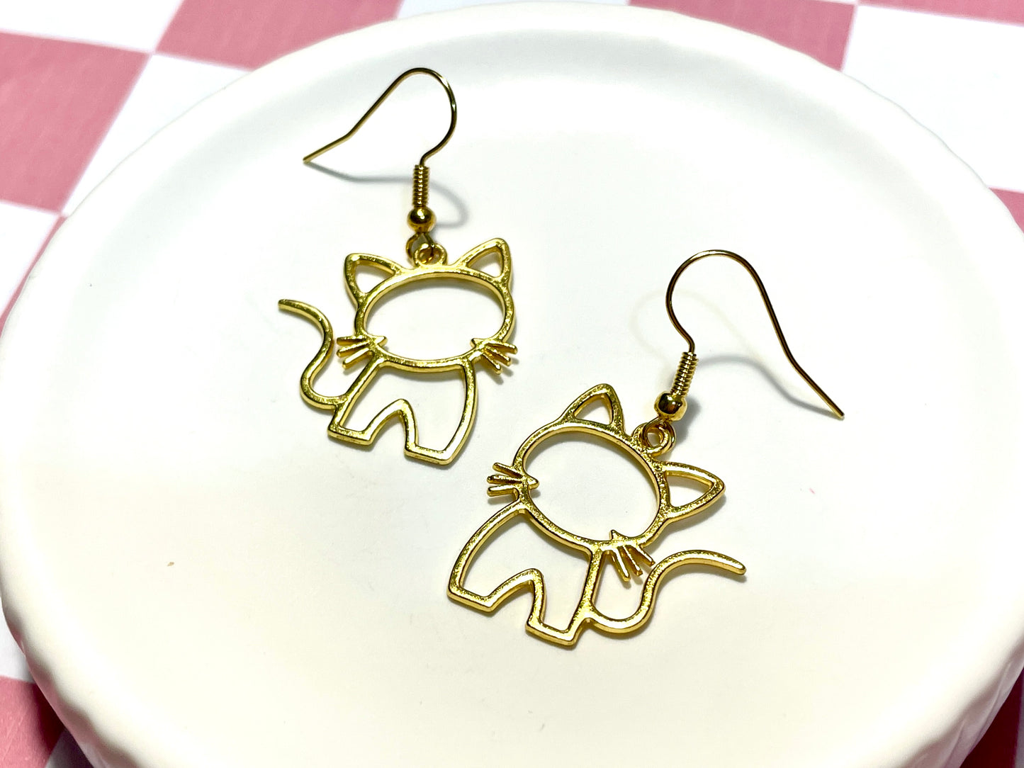 Golden Cat Outline Earrings