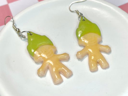 Green Troll Toy Earrings